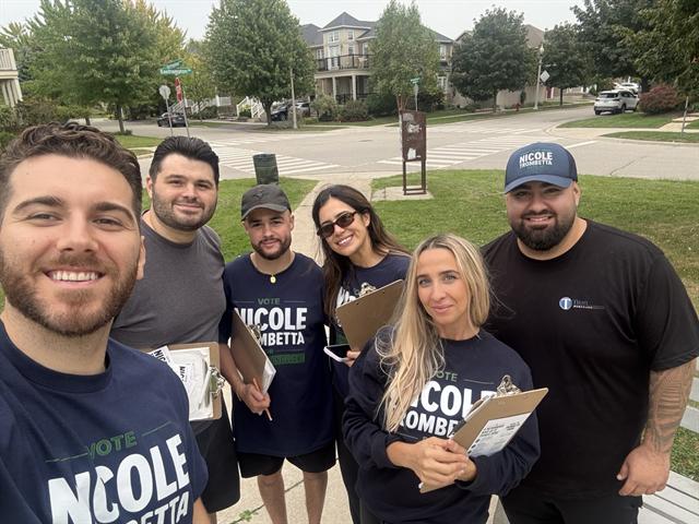 Nicole canvassing with her volunteer team