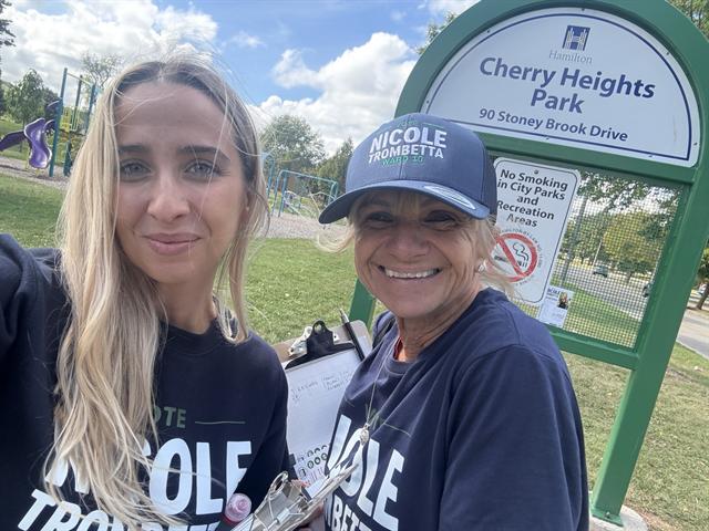 Nicole canvassing at Cherry Heights Park