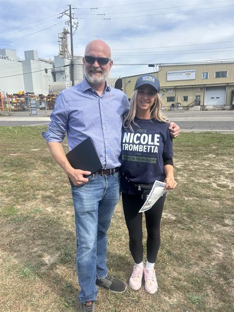 Nicole with a community member