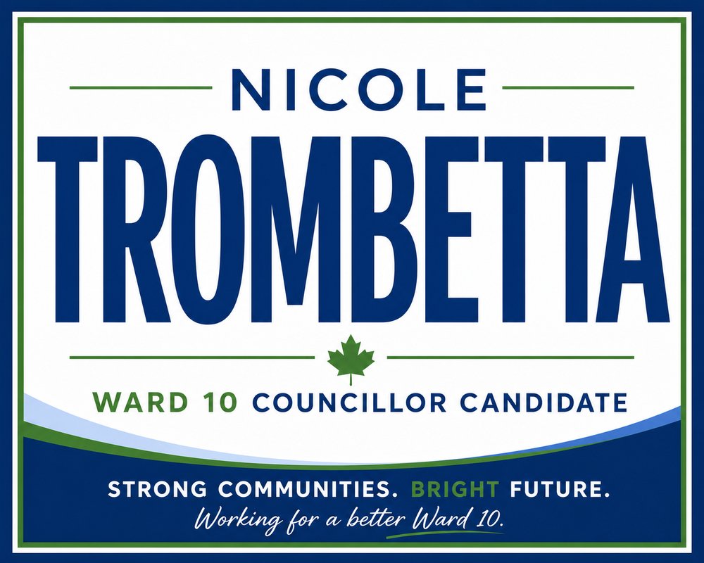 Nicole Trombetta campaign sign — Strong Communities, Bright Future